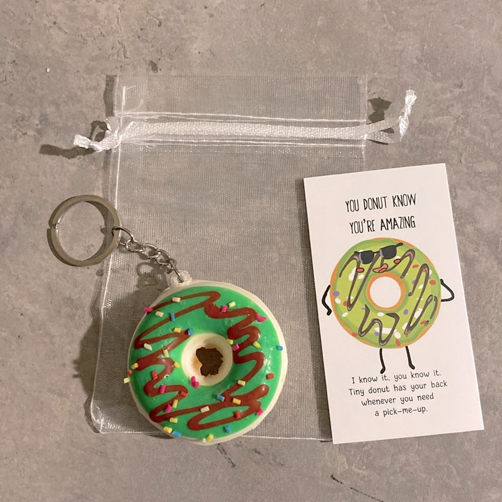 Green Frosting Donut Squishy Keychain